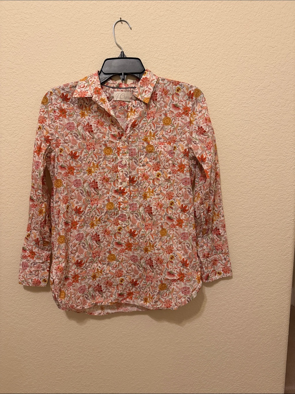 J. Crew Liberty Floral Button-Down Shirt in Pink and Orange
